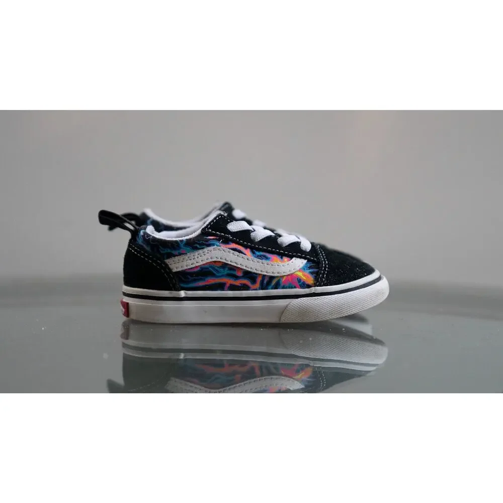 VANS Old Skool Electric Flames Shoes Youth Glow in the Dark Sneaker Toddler Sz 7